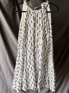 BANANA REPUBLIC 100% Cotton Black White Geometric Dress Pockets SMALL PETITE